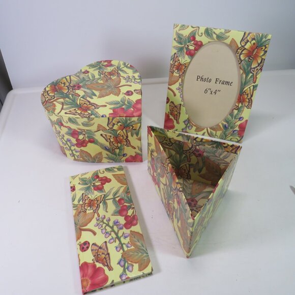 Office Organization set butterfly, ladybug warm colors on cream w gloss finish - Picture 2 of 15
